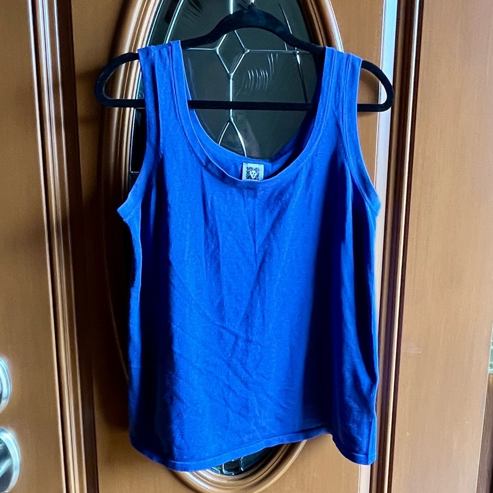 Anne Klein Royal Blue Scoop Neck Tank Womens Size Large